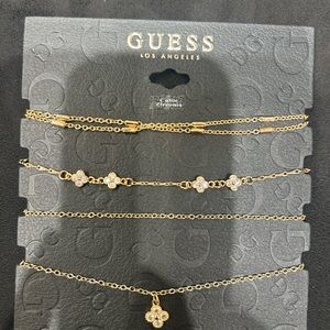 Guess Gold-Tone Bracelet Set with Cubic Zirconia Flowers